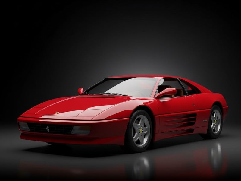 Ferrari 348 luxury leather floor mats with premium stitching and embroidered logo 1989-1995